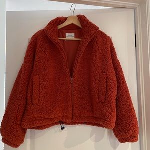 Burnt orange zip up teddy jacket, excellent quality only worn 1x